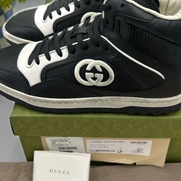 Men's Gucci Mac 80 high top leather sneakers . Size 9.